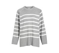 OBJECT Women's Objester Ls Knit Top Noos Sweater, Light Grey Melange/Stripes: Cloud Dancer, L