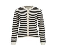 Object Women's Objester SLI L/S Knit Cardigan Noos Sweater, Sandshell/Stripes: Black, M