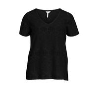 Object Women's Objfeodora S/S V-Neck top Noos Blouse, Black, S