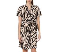 Object Women's Objjacira S/S Shirt Dress Noos, Sandshell/AOP: Black/Fossil Zebra AOP, 10