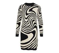 Object Women's Objray L/S Knit Dress AOP Noos, Black/Pattern: Sandshell Zebra, M