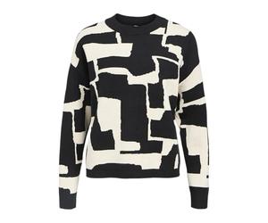 Object Women's Objray Lo L/S Knit Pullover AOP Noos, Black, S