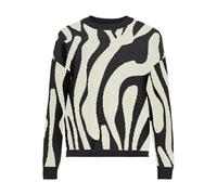 Object Women's Objray Lo L/S Knit Pullover AOP Noos, Black, XL