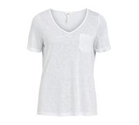 Object Women's Objtessi Slub S/s V-Neck Noos T-Shirt, White (White White), 8 (Size: X-Small)