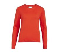 Object Women's Objthess L/S O-Neck Knit Pullover Noos Jumper, Cherry Tomato/Detail: Melange, S