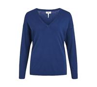 Object Women's Objthess L/S V-Neck Knit Pullover Noos Jumper, Estate Blue/Detail: Melange, M
