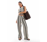 OBJECT Womens open knit wide leg trouser co-ord in monochrome stripe - Black/White - Size X-Large