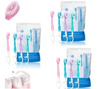 Objectivew 5 in 1 Mini Toothbrush Set, Disposable Toothbrushes Mini with Floss, Toothpick & Beads, Hygiene Kit with Toothbrush for Travel, Hotels (3bag)