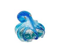 Objets D'art Blue Octopus on Rock Glass Figurine Blue