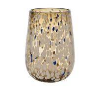 Objets d''Art Brown Glass Vase with White Spots 22cm