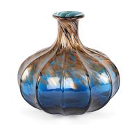 Objets d'Art Glass Vase Blue & Bronze 21.5cm