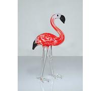Objets D'art Miniature Flamingo Glass Figurine Orange