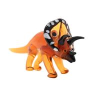 Objets d'Art Miniature Glass Figurine Triceratops in Orange Objets d'Art Orange