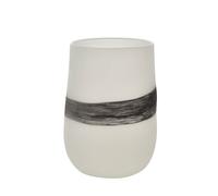 Objets d''Art White Glass Vase with Black Band 22.5cm