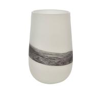 Objets d''Art White Glass Vase with Blue Band 28cm