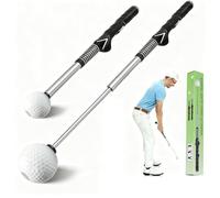 Objuni Retractable Golf Swing Trainer with Click Stick - Right-Handed Golf Grip Trainer & Swing Training Aid for Rhythm and Tempo Practice