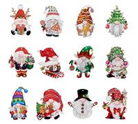 Oblihumoy 12Pcs Wooden Christmas Gnome Hanging Ornaments, Cute Xmas Tree Decorations and Holiday Party Decor, Christmas Hanging Craft for Party Supplies