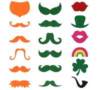 Oblihumoy 18Pcs St Patricks Day Fake Beard, Self Adhesive Irish Mustaches Sticker, Novelty Stick on Mustache Accessories for Cosplay Party
