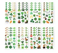 Oblihumoy 24 Sheets St Patricks Day Stickers, Self Adhesive Irish Green Shamrock Labels, St Patricks Decoration Sticker Decals for Cards DIY Scrapbooking Envelopes
