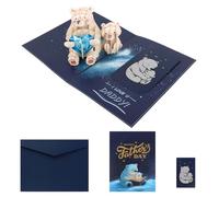 Oblihumoy Fathers Day Card for Dad or Grandad, Bear Design Funny Card with Envelope, For Men Papa Father Husband Daddy from Son or Daughter