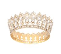 Oblihumoy Gold Halloween Queen Crown, Full Round Rhinestone Wedding Tiaras, Sparkling Crystal Headband for Halloween Parties