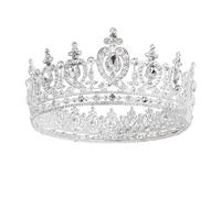 Oblihumoy Halloween Silver Crystal Rhinestone Crown, Full Round Bridal Princess Headband Tiara, Halloween Party Hair Accessories for Women Girls