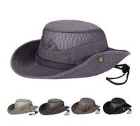 Obling Sun Hat UV Protection Bucket Hat Summer Hats Beach Hat Safari Boonie Hat Foldable Fishing Hat with Breathable Mesh and Adjustable Chin Strap for Men Women (Grey)