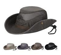 Obling Sun Hat UV Protection Bucket Hat Summer Hats Beach Hat Safari Boonie Hat Foldable Fishing Hat with Breathable Mesh and Adjustable Chin Strap for Men Women Dark Green
