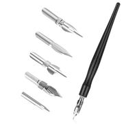 Oblique Calligraphy Dip Pen and Nibs Set - Fluid Writer with 5pcs Stainless Steel Replacement Nibs for Writing, Painting, Signing