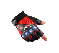 (Oblique mark half-pointer red, One size) Half-finger gloves for men and women cycling fitness sports missing finger tactical special forces mountaineering outdoor mesh non-slip w...