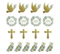 Oblique Unique® 18-Piece Fish Cross Dove Branch Confetti Set in Gold, Green & White for Communion, Christening, Confirmation & Wedding