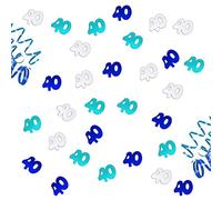 Oblique Unique® Confetti 40th Birthday Anniversary 500 Pieces Blue Turquoise Silver Table Decoration Confetti Decoration Birthday Decoration Number Confetti Decoration