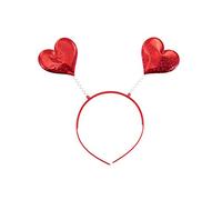 Oblique Unique® Heart Headband with 2 Hearts in Red and Glitter Effect as Carnival Theme Party Costume Accessory
