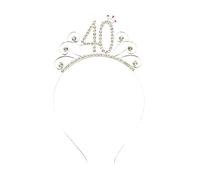 Oblique Unique® Number 40 Diamante Crown Headband for 40th Birthday Women in Silver Metal