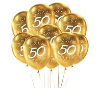 Oblique Unique® Number 50 Balloon Set for Birthday Golden Wedding Celebration Anniversary Party 10 Decorative Balloons Gold White