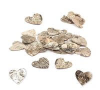 Oblique Unique® Pack of 80 Birch Hearts 5 cm Birch Bark Decorative Hearts Table Decoration Scatter Hearts Wedding Wooden Scattered Hearts