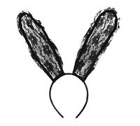 Oblique Unique® Sexy Rabbit Ears Headband with Lace Bunny Bunny Headband Costume Accessory for Carnival Fancy Dress Theme Party Black