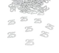 Oblique Unique Silver 25 Number CONFETTI - Large Glitter Effect Decoration for Birthday, Wedding Anniversary, Anniversary - Set of 50