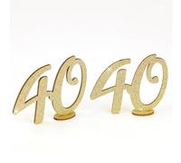 Oblique Unique Wooden Number 40 with Stand Set Glitter Wooden Decoration Table Decoration for Birthday Party Crafts