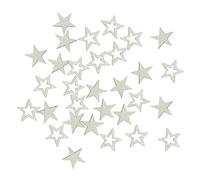 Oblique Unique Wooden Stars White with Glitter as Confetti Table Scatter Gift Decoration for Christmas DIY Decoration Crafts (White)