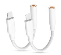 Obllemn 2 Pack Headphone Jack Adapter for i-Phone Headphone Adapter, Headphone Adapter for i-Phone AUX Adapter, Aux Audio Dongle Converter for i-Phone 14/13/12/11/SE/XR/XS/8/7 Support Music Control