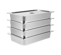 OBLLER Pack of 4 Chafing Dish Food Warmers, GN Container, 1/4 Stainless Steel, 100 mm, Warming Container Food with Lid, Gastronorm Container, Food Warmer, Buffet Warmer for Hotel, Restaurant, Party