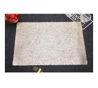 Oblong Placemats Set of 6, Hollow Rectangle Wipeable Dinning Table Place Mats, Champagne, 45x30cm
