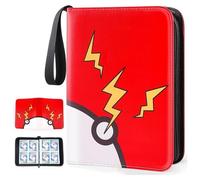 Obluchye 4 Pocket Card Binder, Trading Card Binder, Red and White Cartoon Cards Collection Folder 50 Pages 400 Sleeves Cards Album for Boys Girls Adult Birthday Gifts