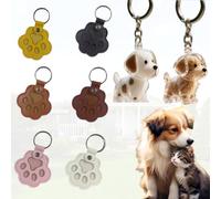Obluchye 8 PCS Dog Cat Pet fur Keepsake, Pet Dog Cat Memorial Gifts, Paw Print Leather Pendant with Transparent Dogs Keyring Keychain Charms for Fur Keepsake Pets Lovers