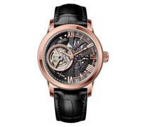OBLVLO Brand Retro Skeleton Automatic Watches Mens Stainless Steel Case Genuine Leather Strap Watches VMQ-ND