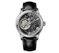OBLVLO Brand Retro Skeleton Automatic Watches Mens Stainless Steel Case Genuine Leather Strap Watches VMQ-ND