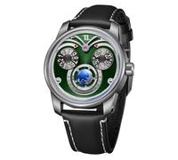 OBLVLO Creative Sharp Eagle Eyes Super Blue Nightlight Mechanical Watch Analog Leaher Transparent Automatic Movement Business Wristwatch for Men JM-Eagle (JM-Eagle-YGLB)