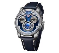 OBLVLO Creative Sharp Eagle Eyes Super Blue Nightlight Mechanical Watch Analog Leaher Transparent Automatic Movement Business Wristwatch for Men JM-Eagle (JM-Eagle-YLLL)