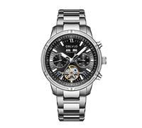 OBLVLO Fashion Business Classic Mechanical Watch Three Window Gentleman Watch Stainless Steel Skeleton Waterproof Watch CM-T, CM-T-YBY, Fashion
